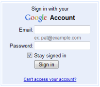 Google Calendar login page